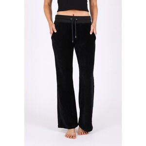 BCBGMAXAZRIA Velour Rhinestone Black Lounge Pants Tracksuit Bottoms Medium